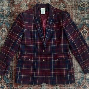 Vintage Wool blend Plaid Blazer